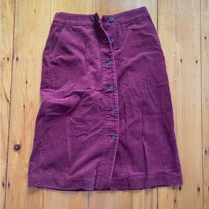 Red Corduroy MIDI Skirt UNIQLO With Pockets Size S